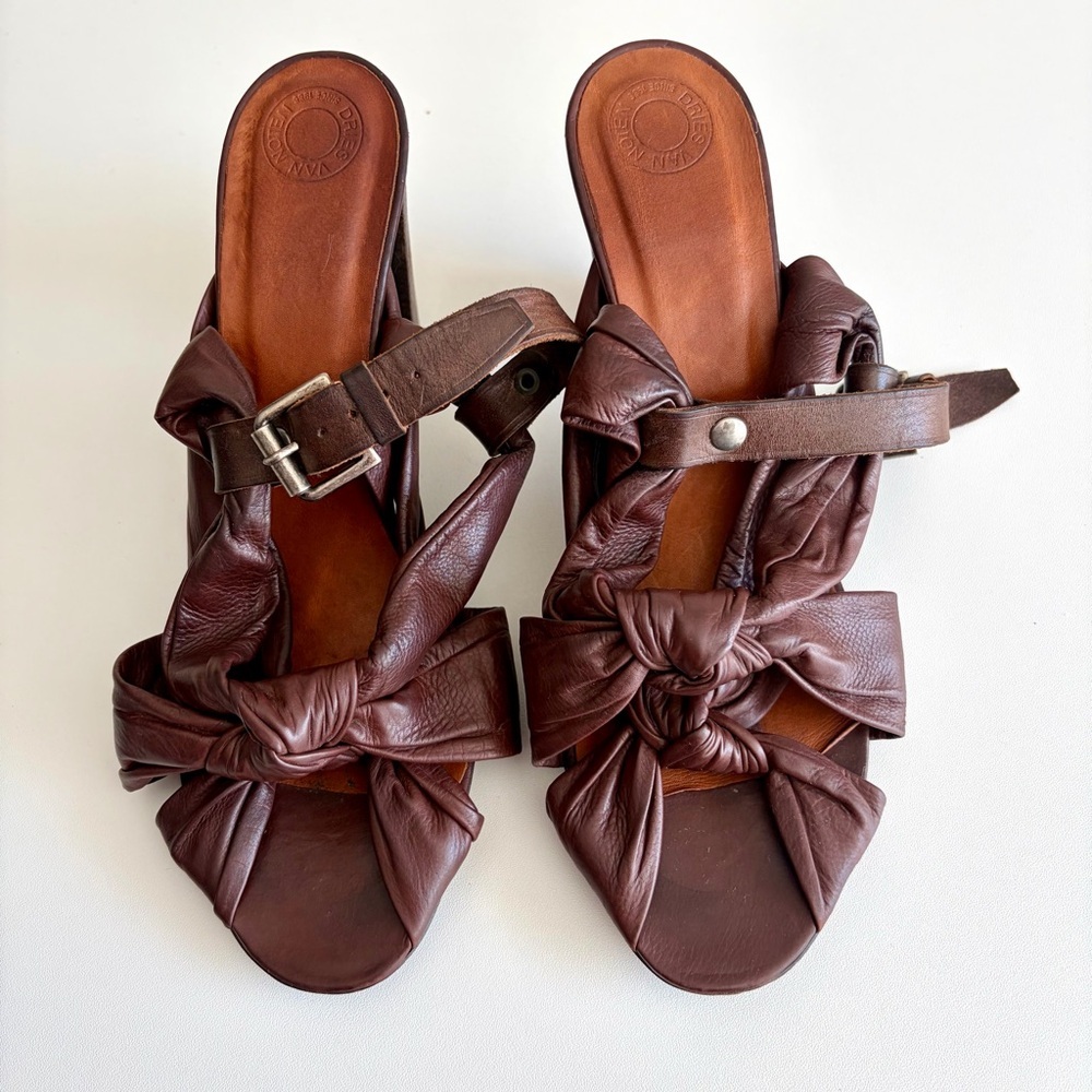 Dries Van Noten - Knotted Leather Sandals Size 39.5 (9.5) - Picture 3 of 7